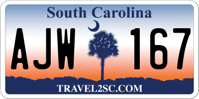 SC license plate AJW167