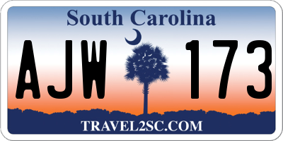 SC license plate AJW173
