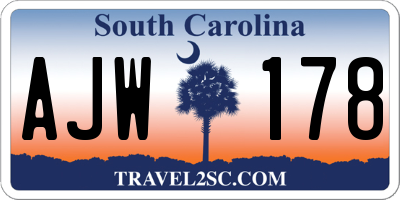 SC license plate AJW178