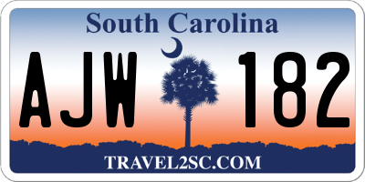SC license plate AJW182