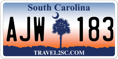 SC license plate AJW183