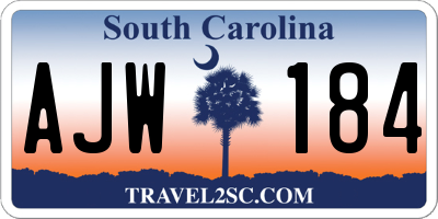 SC license plate AJW184