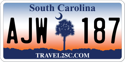 SC license plate AJW187