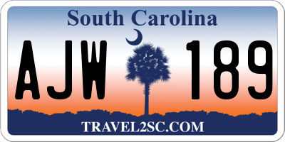 SC license plate AJW189