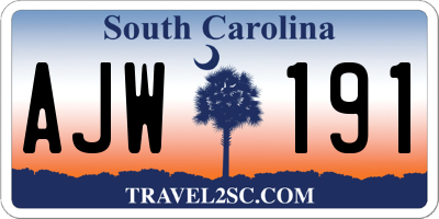 SC license plate AJW191