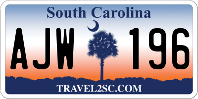 SC license plate AJW196
