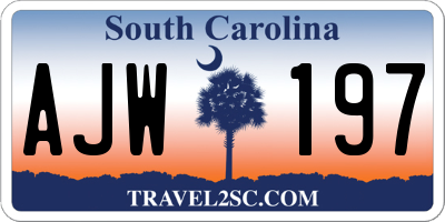 SC license plate AJW197