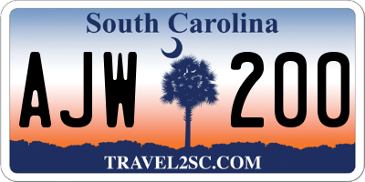 SC license plate AJW200