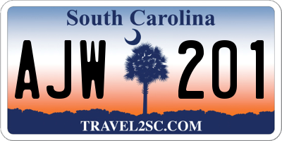 SC license plate AJW201