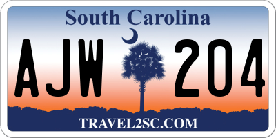 SC license plate AJW204