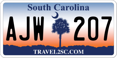 SC license plate AJW207