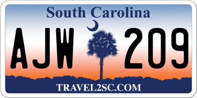 SC license plate AJW209