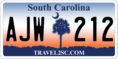 SC license plate AJW212