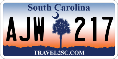 SC license plate AJW217