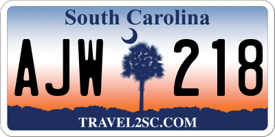 SC license plate AJW218