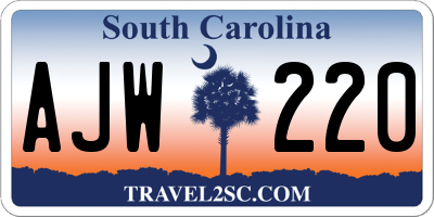 SC license plate AJW220