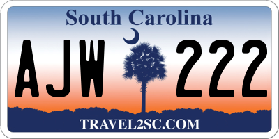 SC license plate AJW222