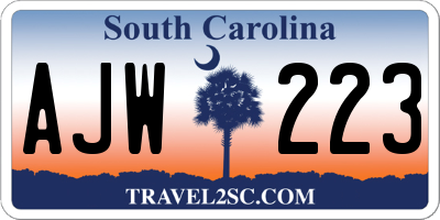 SC license plate AJW223