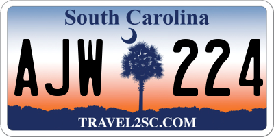 SC license plate AJW224