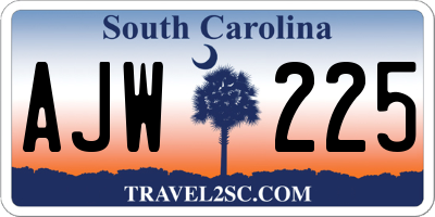 SC license plate AJW225