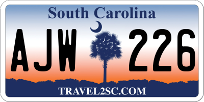 SC license plate AJW226