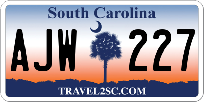 SC license plate AJW227