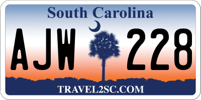 SC license plate AJW228