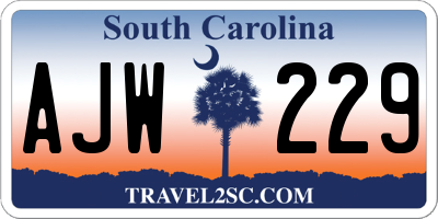 SC license plate AJW229