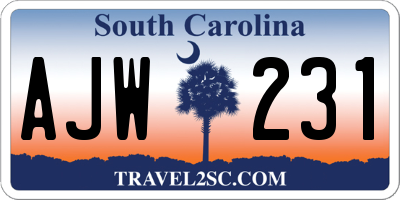 SC license plate AJW231
