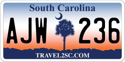 SC license plate AJW236