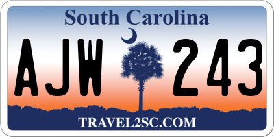 SC license plate AJW243