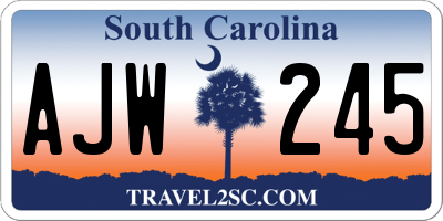 SC license plate AJW245