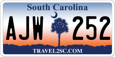 SC license plate AJW252