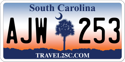 SC license plate AJW253