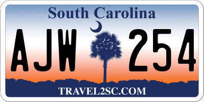 SC license plate AJW254