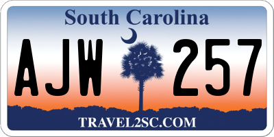 SC license plate AJW257