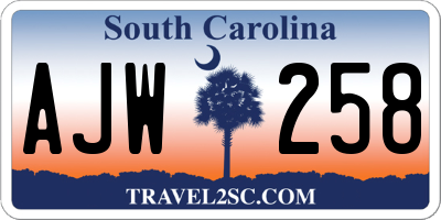 SC license plate AJW258