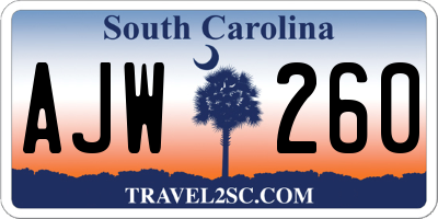 SC license plate AJW260