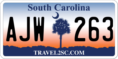 SC license plate AJW263