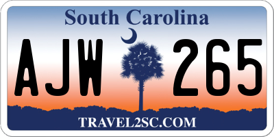 SC license plate AJW265