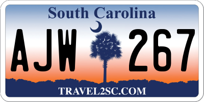SC license plate AJW267