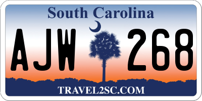 SC license plate AJW268