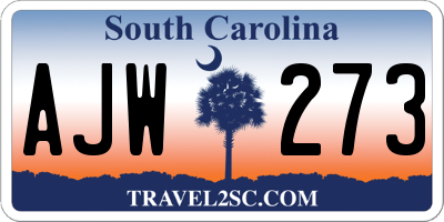 SC license plate AJW273