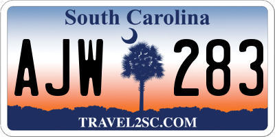 SC license plate AJW283