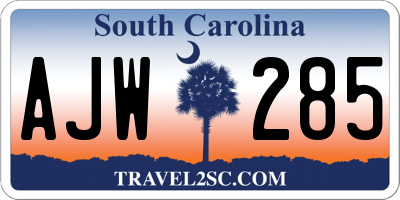 SC license plate AJW285