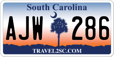 SC license plate AJW286