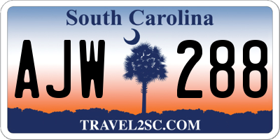 SC license plate AJW288