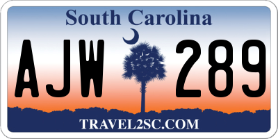SC license plate AJW289