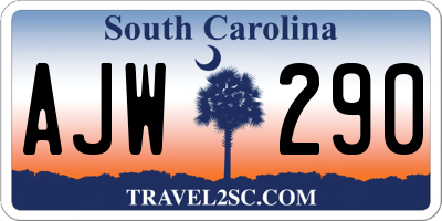 SC license plate AJW290