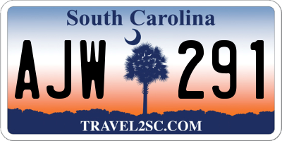 SC license plate AJW291